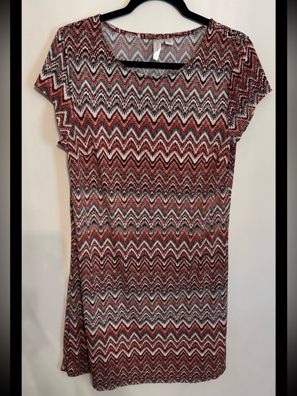 Chevron Print Short Sleeve Shift Dress